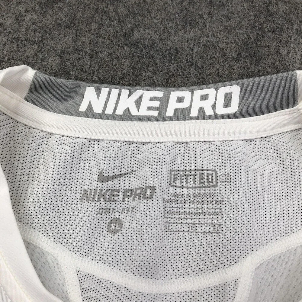 Nike Tank Top Mens XL White Pro Fitted Sleeveless Training Running Gym Athletic